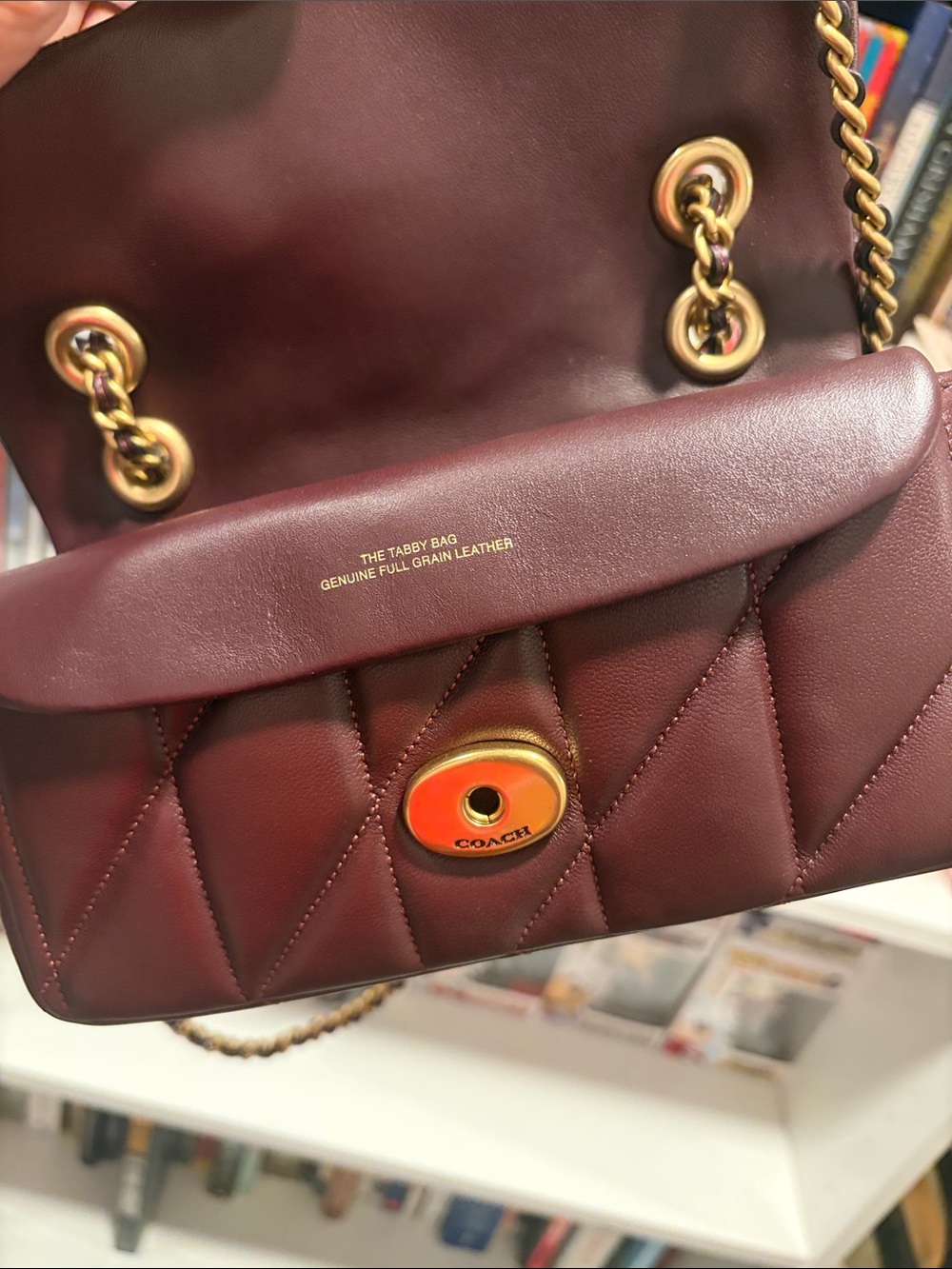 Coach Quilted Tabby 20 in the color BLACK CURRANT - Picture 6 of 8